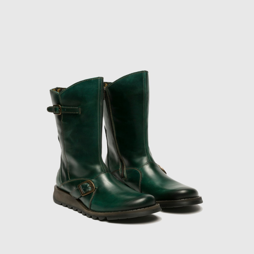 Turquoise Green Fly London Buckle MES 2 Women's Boots | USA40OJCV