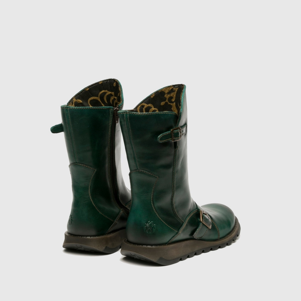 Turquoise Green Fly London Buckle MES 2 Women's Boots | USA40OJCV