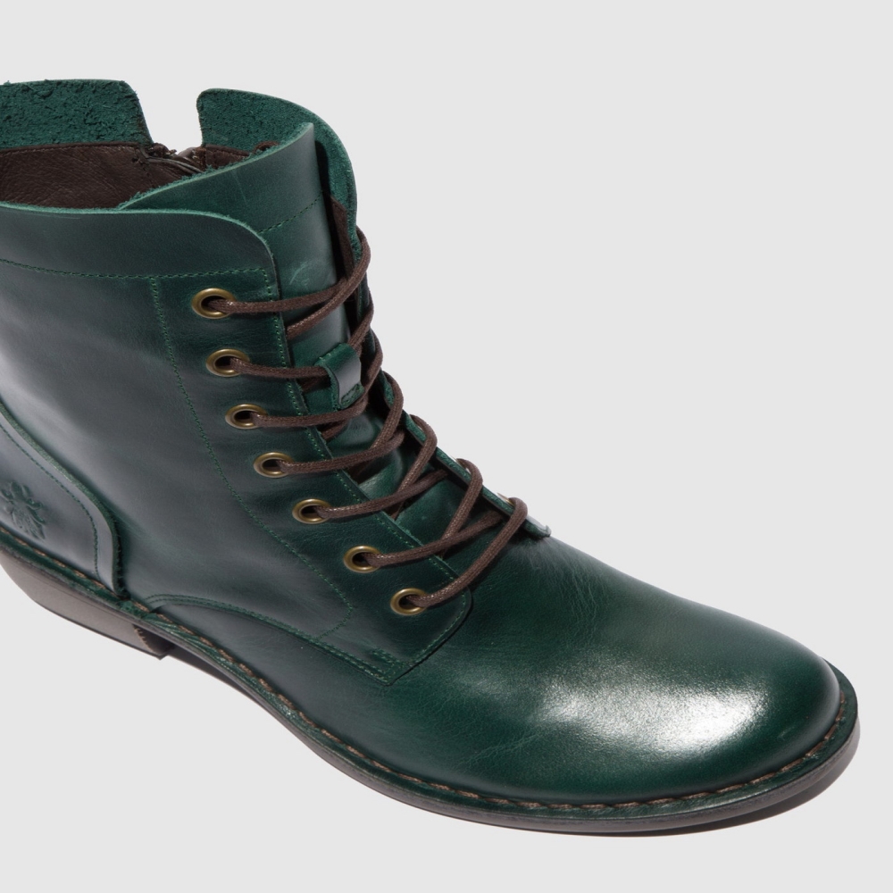 Turquoise Green Fly London Lace-up Women's Ankle Boots | USA62WOEN