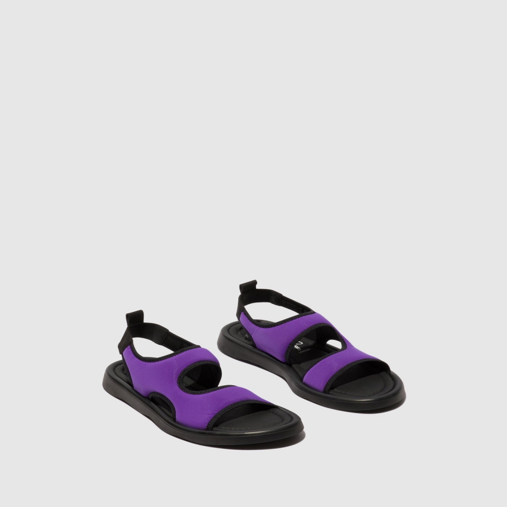 Viola / Black Fly London Sling-Back Women's Sandals | USA07YBFJ