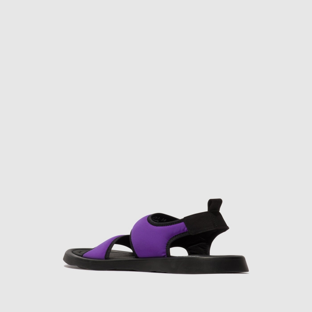 Viola / Black Fly London Sling-Back Women's Sandals | USA07YBFJ