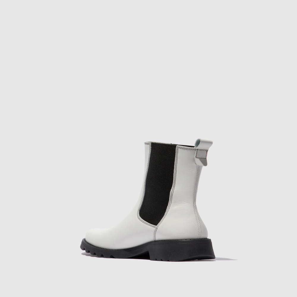 White / Black Fly London Chelsea Women's Ankle Boots | USA15NRWP