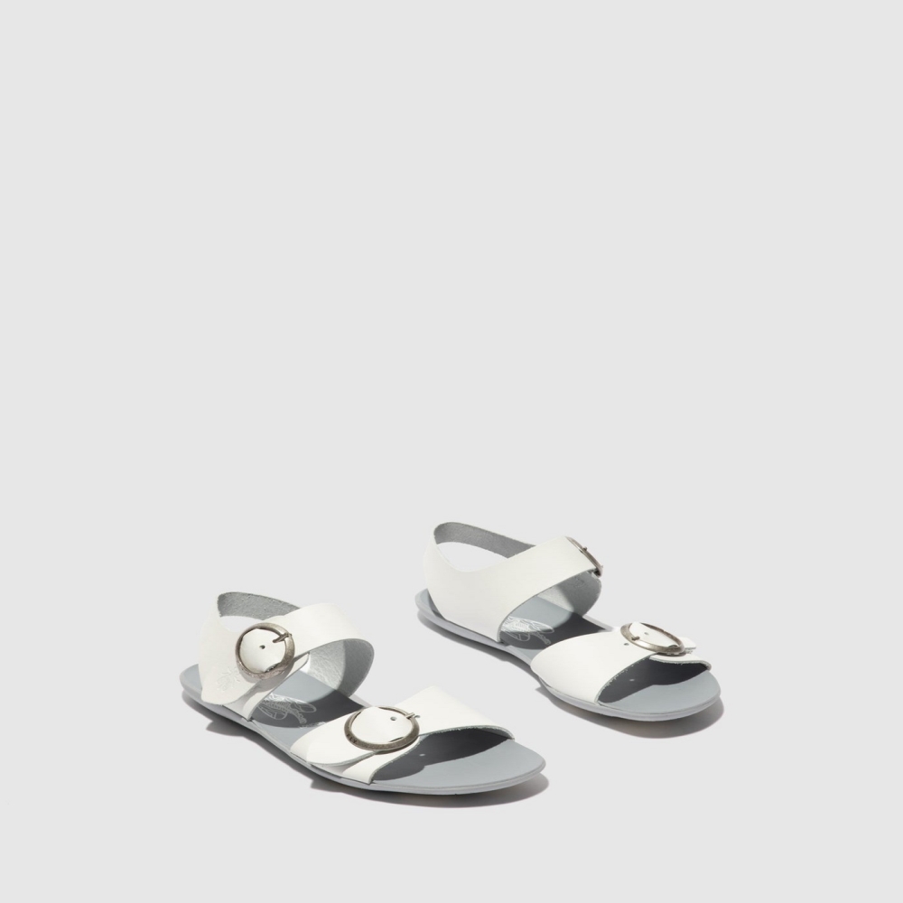 White Fly London Buckle Women's Sandals | USA64CPXD