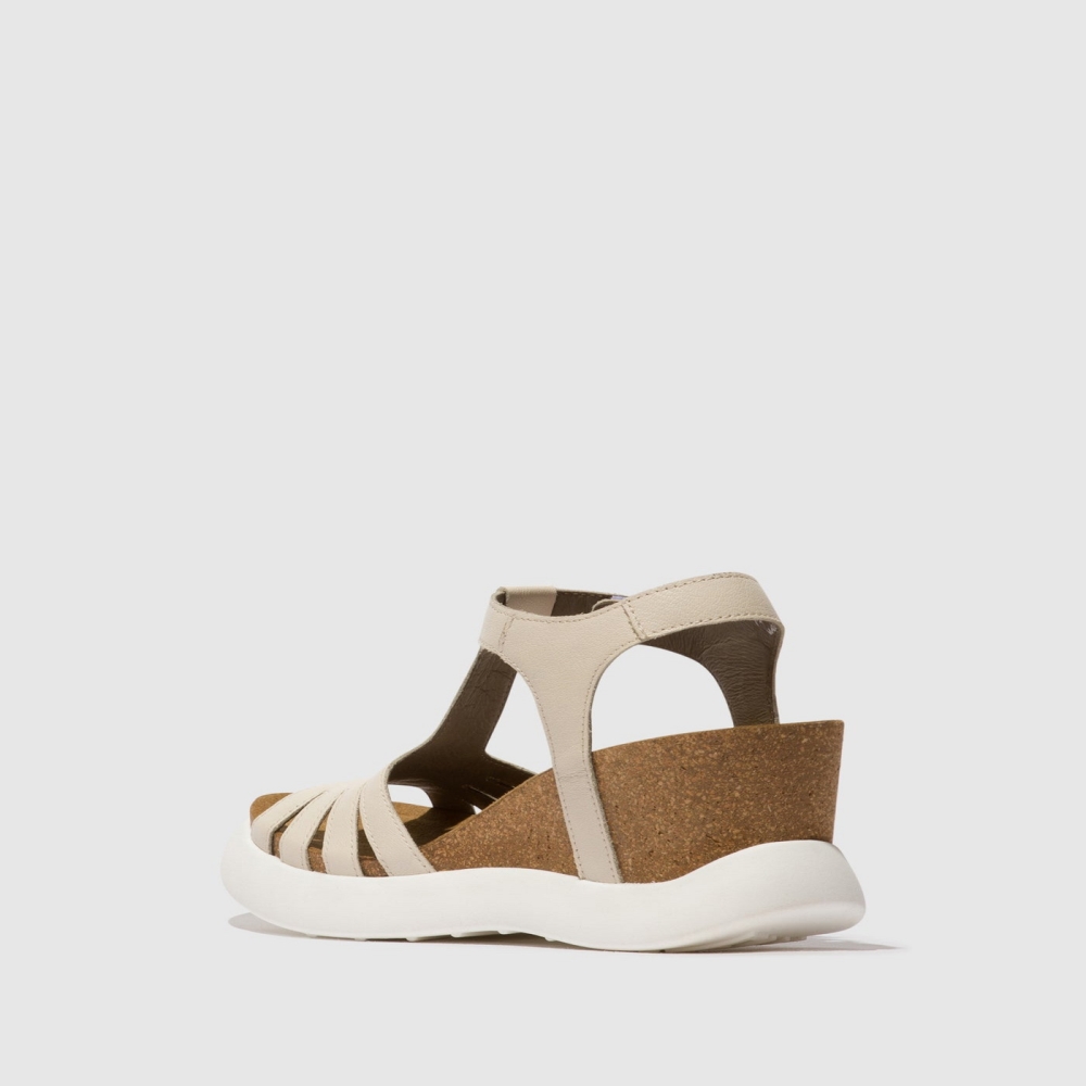 White Fly London T-Strap Women's Sandals | USA74JETB