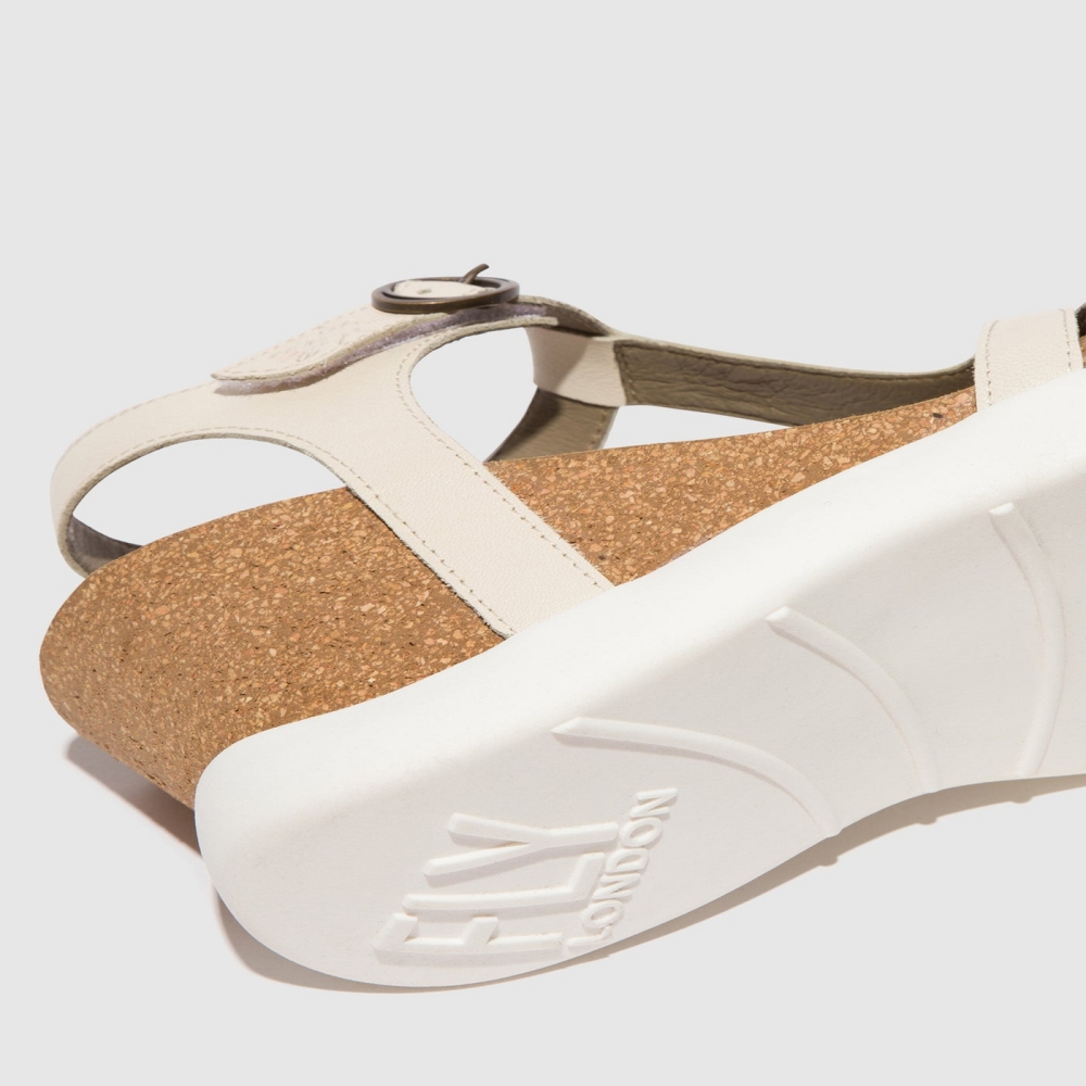 White Fly London T-Strap Women's Sandals | USA74JETB