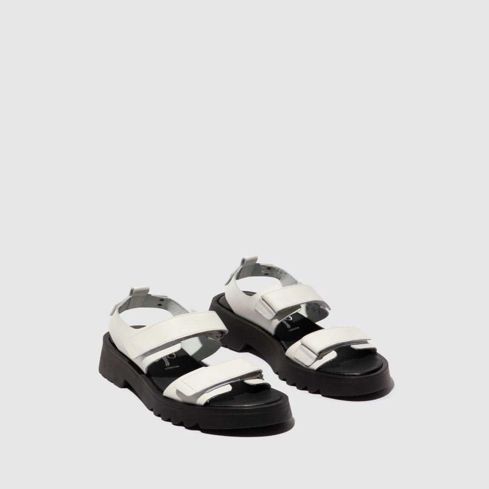 White Fly London Velcro Women's Sandals | USA43ZIYW