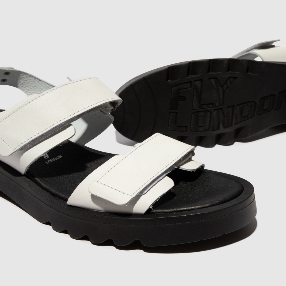 White Fly London Velcro Women's Sandals | USA43ZIYW