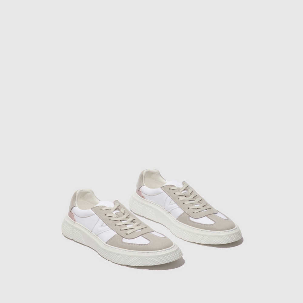 White / Lila Fly London Lace-up Women's Trainers | USA84MYVH