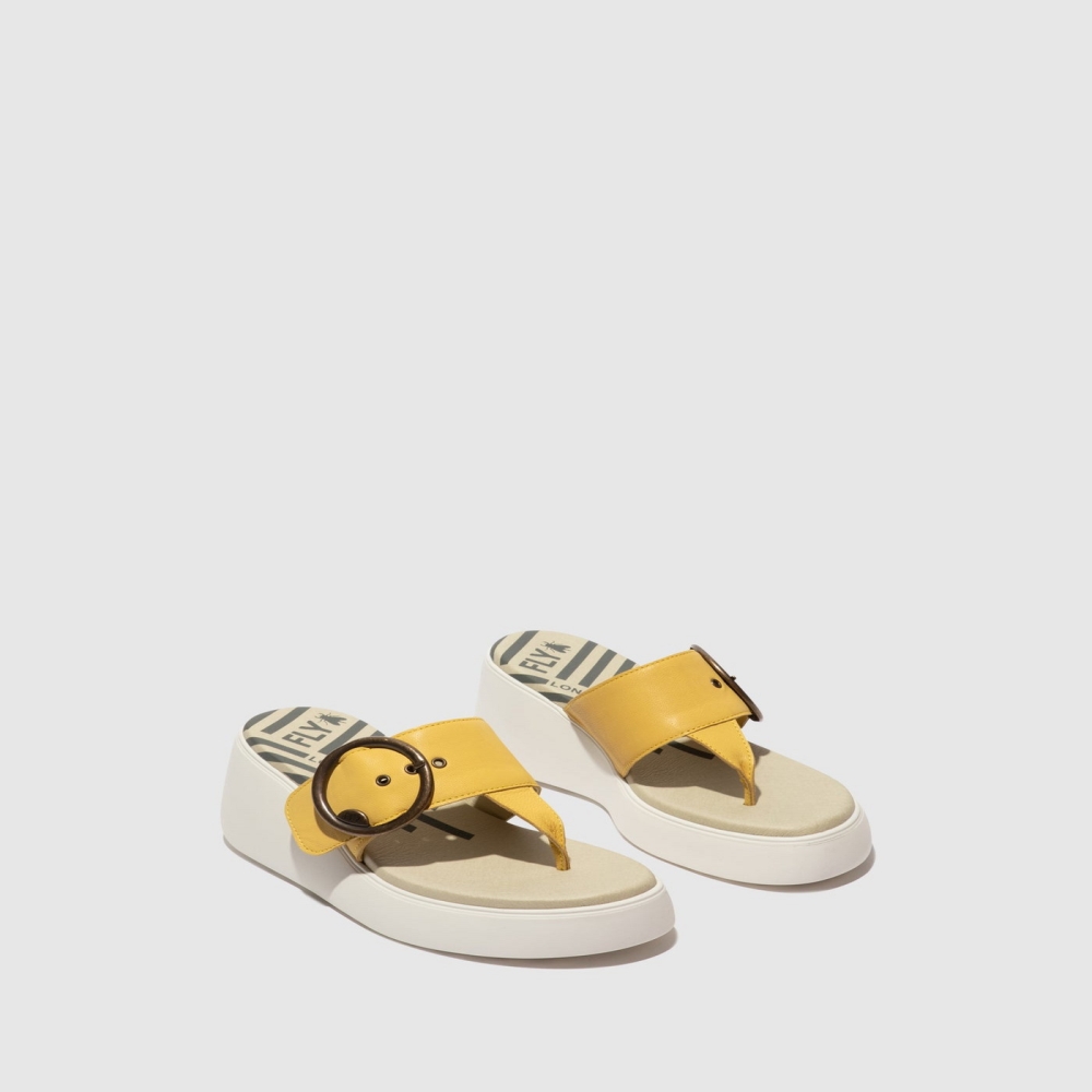 Yellow Fly London Buckle Women's Mules | USA30MJRL