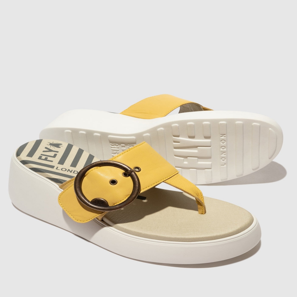 Yellow Fly London Buckle Women's Mules | USA30MJRL